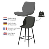 Tabouret de bar Beau 67cm hauteur d'assise chenille beige