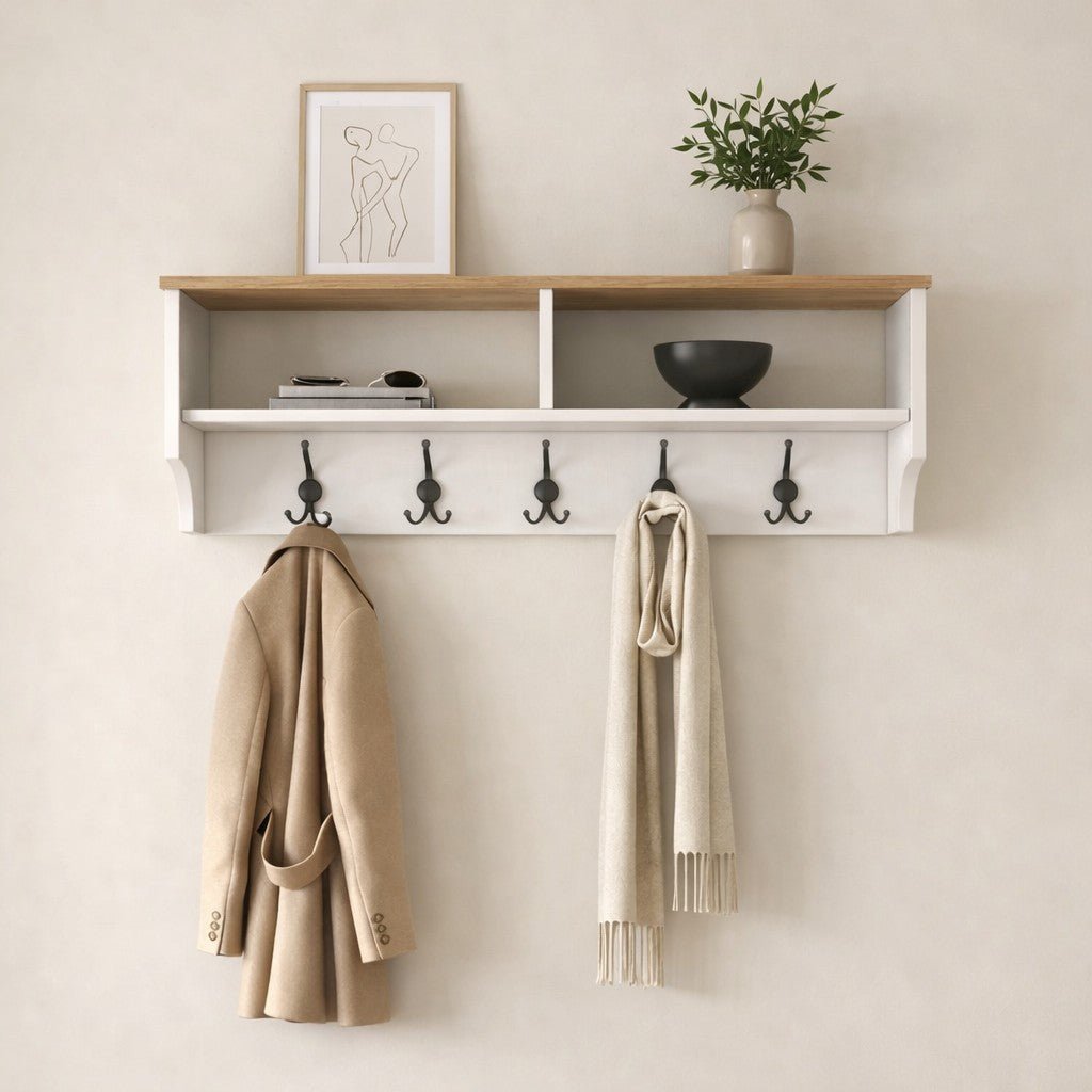 Meubelsets - Meubelset Kapstok - Schoenenkast - Wit - Eiken Melamine - Hally - Dimehouse