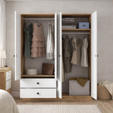 Armoire Mélamine Blanc Noyer - À suspendre et à poser - 120x170x42,5 cm - Aspen