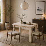 Petite table à manger travertin mélaminé – 110 cm – avec espace de rangement – Kara