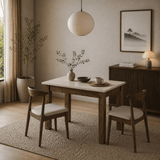 Petite table à manger noyer avec mélamine effet travertin – 110 cm – avec espace de rangement – Kara