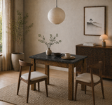 Petite table à manger noyer avec mélamine noire – 110 cm – avec espace de rangement – Kara