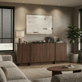 Buffet en mélaminé noyer Lowen 180 x 45 x 80 cm