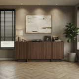 Buffet en mélaminé noyer Lowen 180 x 45 x 80 cm