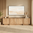 Meuble TV - TV - meuble Japandi mélaminé aspect chêne anthracite Lowen 180 cm - Dimehouse