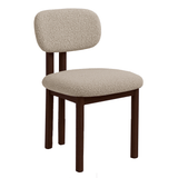 Chaise de salle à manger Japandi Miyo Bouclé Couleur Sable - Cadre en aspect Noyer 