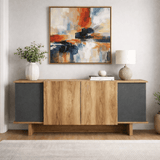 Buffet moderne en mélamine aspect anthracite-noyer Diana 180 cm