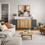 Buffet moderne en mélamine aspect anthracite-noyer Diana 180 cm