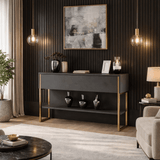 Dressoirs - Modern Dressoir Antraciet Luxe 120x80x30 - Gouden Frame - Eén Vak - Dimehouse