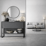 Dressoirs - Modern Dressoir Antraciet Luxe 120x80x30 - Zwart Frame - Eén Vak - Dimehouse