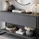 Dressoirs - Modern Dressoir Antraciet Luxe 120x80x30 - Zwart Frame - Eén Vak - Dimehouse