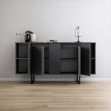 Buffet Moderne Anthracite Luxe 160x80x35 - Cadre Noir 