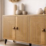 Dressoirs - Modern Dressoir Saffier Eikenlook - Goud 120 cm Melamine Ahart - Dimehouse