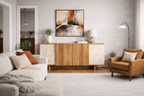 Dressoirs - Modern Dressoir Travertin - Walnootlook Melamine Diana 180 cm - Dimehouse