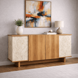 Dressoirs - Modern Dressoir Travertin - Walnootlook Melamine Diana 180 cm - Dimehouse
