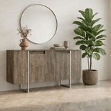 Commode moderne en noyer de luxe 160 x 80 x 35 cm - Cadre argenté