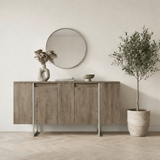 Commode moderne en noyer de luxe 160 x 80 x 35 cm - Cadre argenté