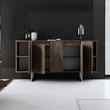 Commode moderne en noyer de luxe 160 x 80 x 35 cm - Cadre argenté