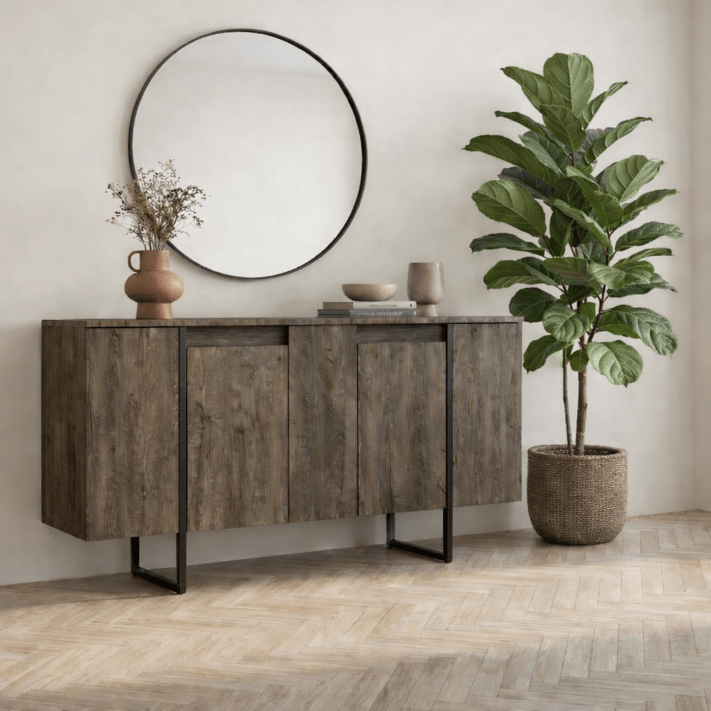 Commode moderne en noyer de luxe 160 x 80 x 35 cm - Cadre noir