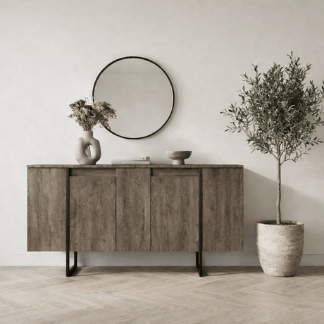 Dressoirs - Modern Dressoir Walnoot Luxe 160x80x35 - Zwart Frame - Dimehouse