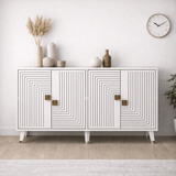 Buffet Moderne Blanc-Or 120 cm Mélamine Ahart