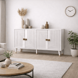 Buffet Moderne Blanc-Or 120 cm Mélamine Ahart