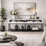 Commode moderne White Lord 150x30x80 - Cadre noir - Deux compartiments