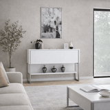 Dressoirs - Modern Dressoir Wit Luxe 120x80x30 - Zilver Frame - Eén Vak - Dimehouse