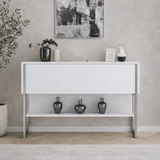 Dressoirs - Modern Dressoir Wit Luxe 120x80x30 - Zilver Frame - Eén Vak - Dimehouse