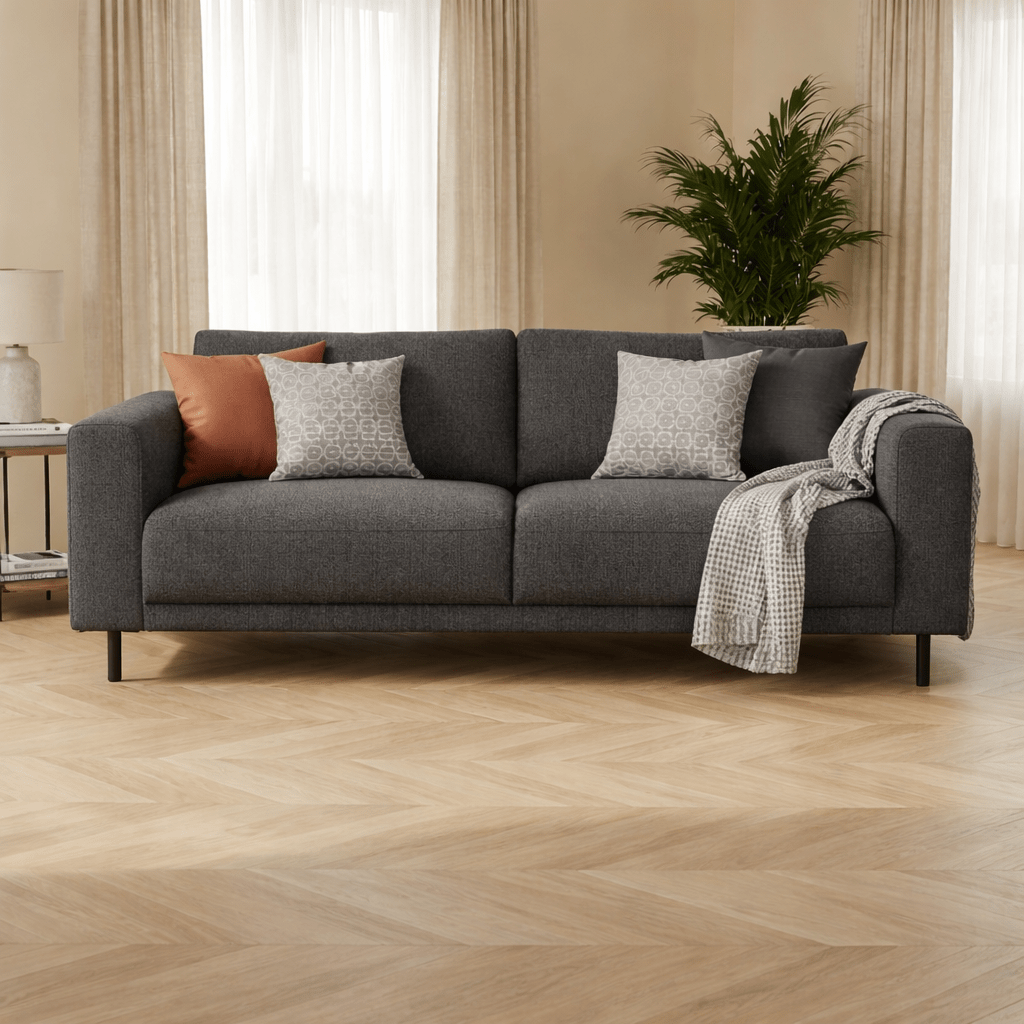 Canapé moderne 2,5 places en tissu anthracite Aniko 183x90x78 cm 