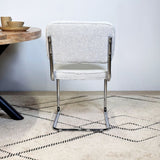 Chaise de salle à manger moderne verte en tissu bouclé Sway - cadre en chrome - sans accoudoirs 