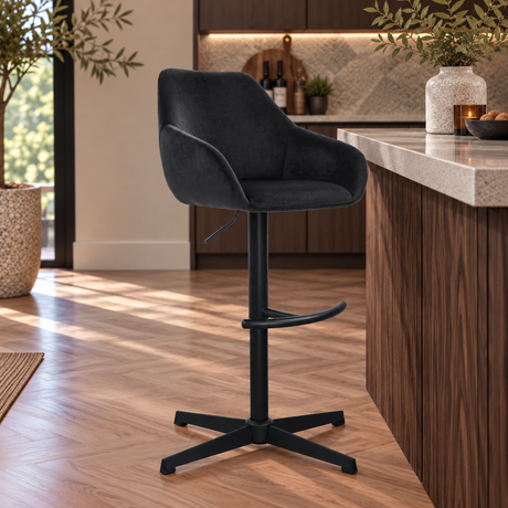 Tabouret de bar à venin Velvet vert - siège de bar rotatif réglable avec accoudoir