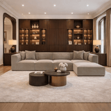 Canapé d'angle XXL modulaire cappuccino en lin 430 cm Sora