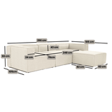 Canapé d'angle modulaire avec pouf détachable en tissu de lin beige écru Fora - gauche 