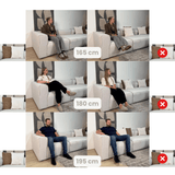 Canapé d'angle modulaire avec pouf détachable en tissu de lin beige écru Fora - gauche 