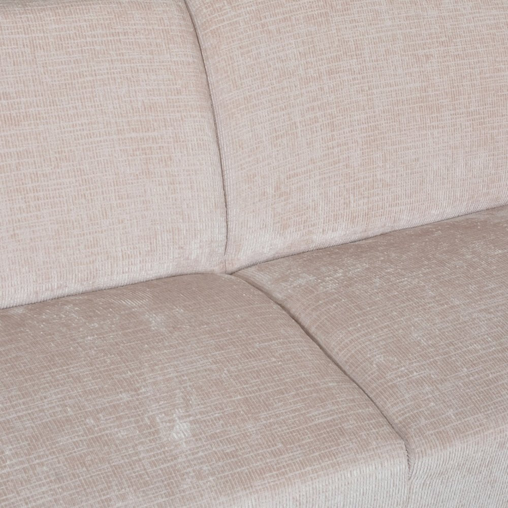 Canapé d'angle manon avec chaise longue sur le beige de chenille droite