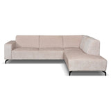 Canapé d'angle manon avec chaise longue sur le beige de chenille droite
