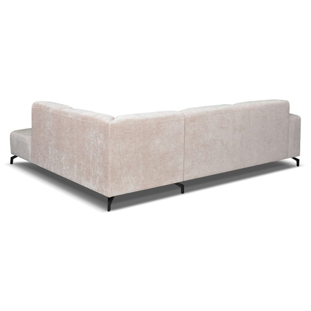 Canapé d'angle manon avec chaise longue sur le beige de chenille droite
