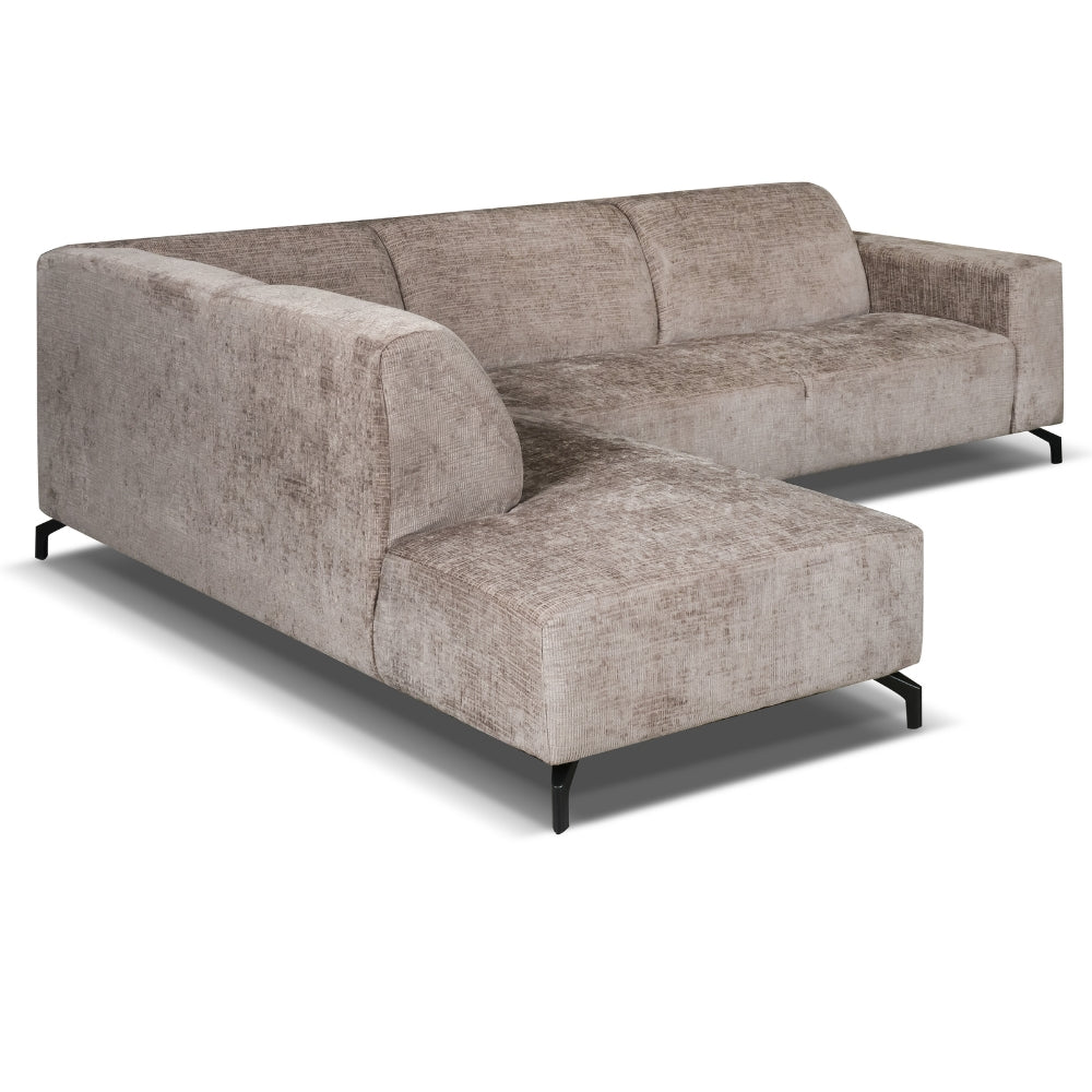 Canapé d'angle manon avec chaise longue gauche chenille taupe