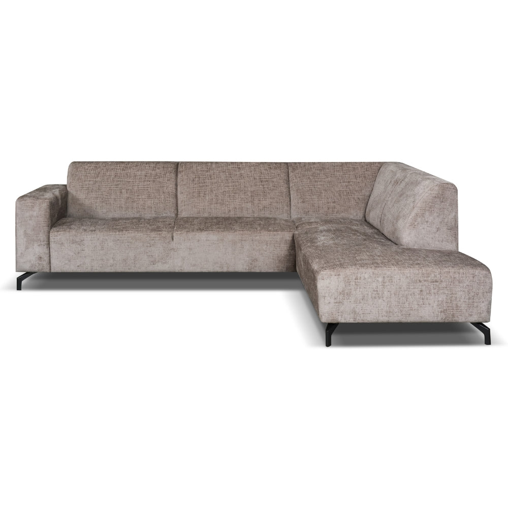 Canapé d'angle manon avec chaise longue sur la droite chenille taupe