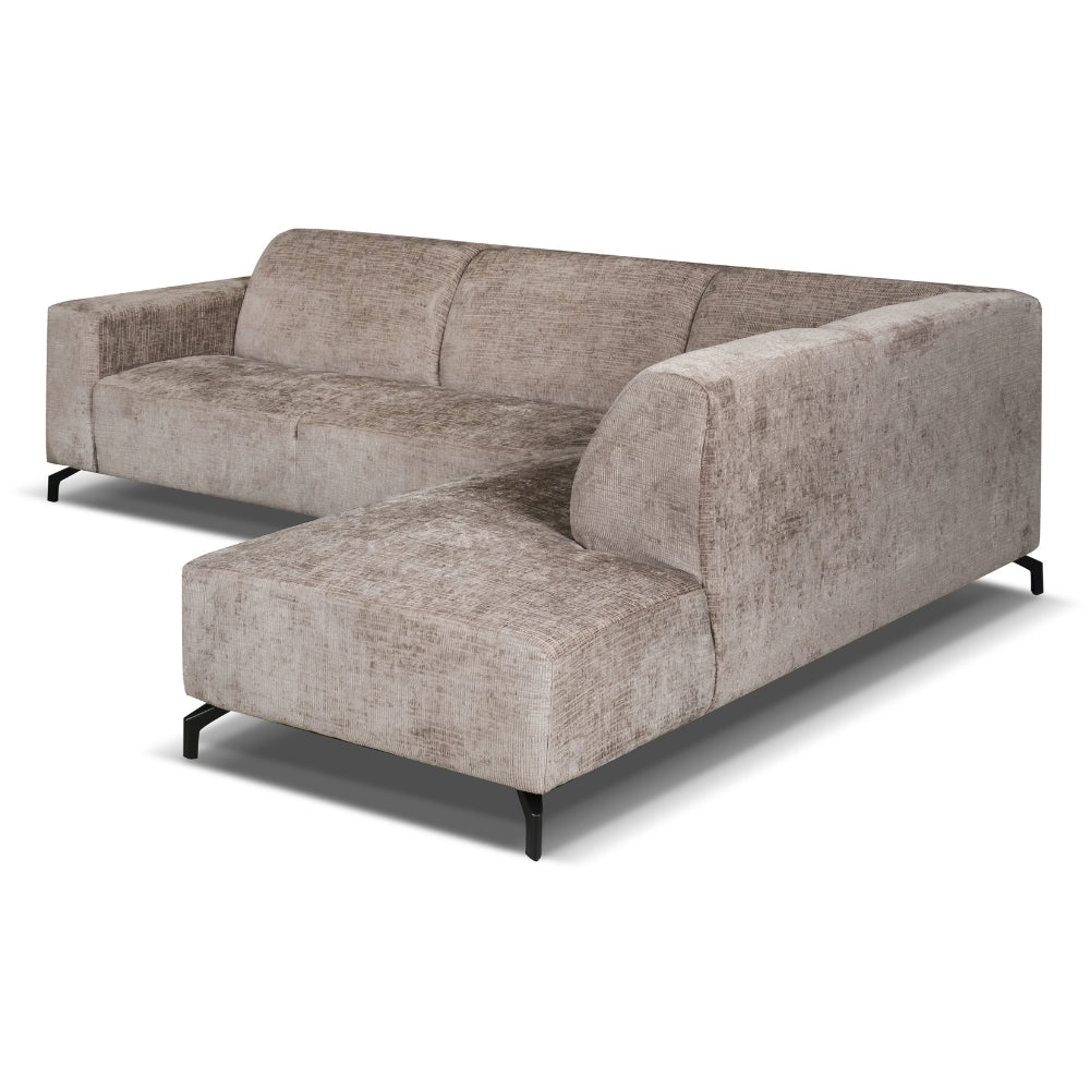 Canapé d'angle manon avec chaise longue sur la droite chenille taupe