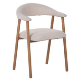 Chaise de salle à manger Japandi Ivoire Bouclé Suki - Cadre en chêne - Avec accoudoirs 