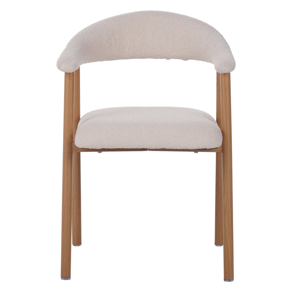 Chaise de salle à manger Japandi Ivoire Bouclé Suki - Cadre en chêne - Avec accoudoirs 