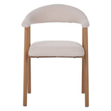 Chaise de salle à manger Japandi Ivoire Bouclé Suki - Cadre en chêne - Avec accoudoirs 