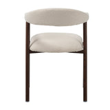 Chaise de salle à manger Japandi Ivoire Bouclé Suki - Cadre en Noyer - Avec Accoudoirs 