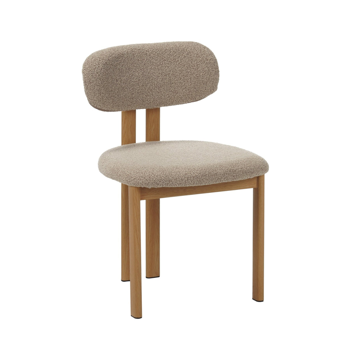 Chaise de salle à manger Japandi Miyo Bouclé Couleur Sable - Cadre Aspect Chêne 