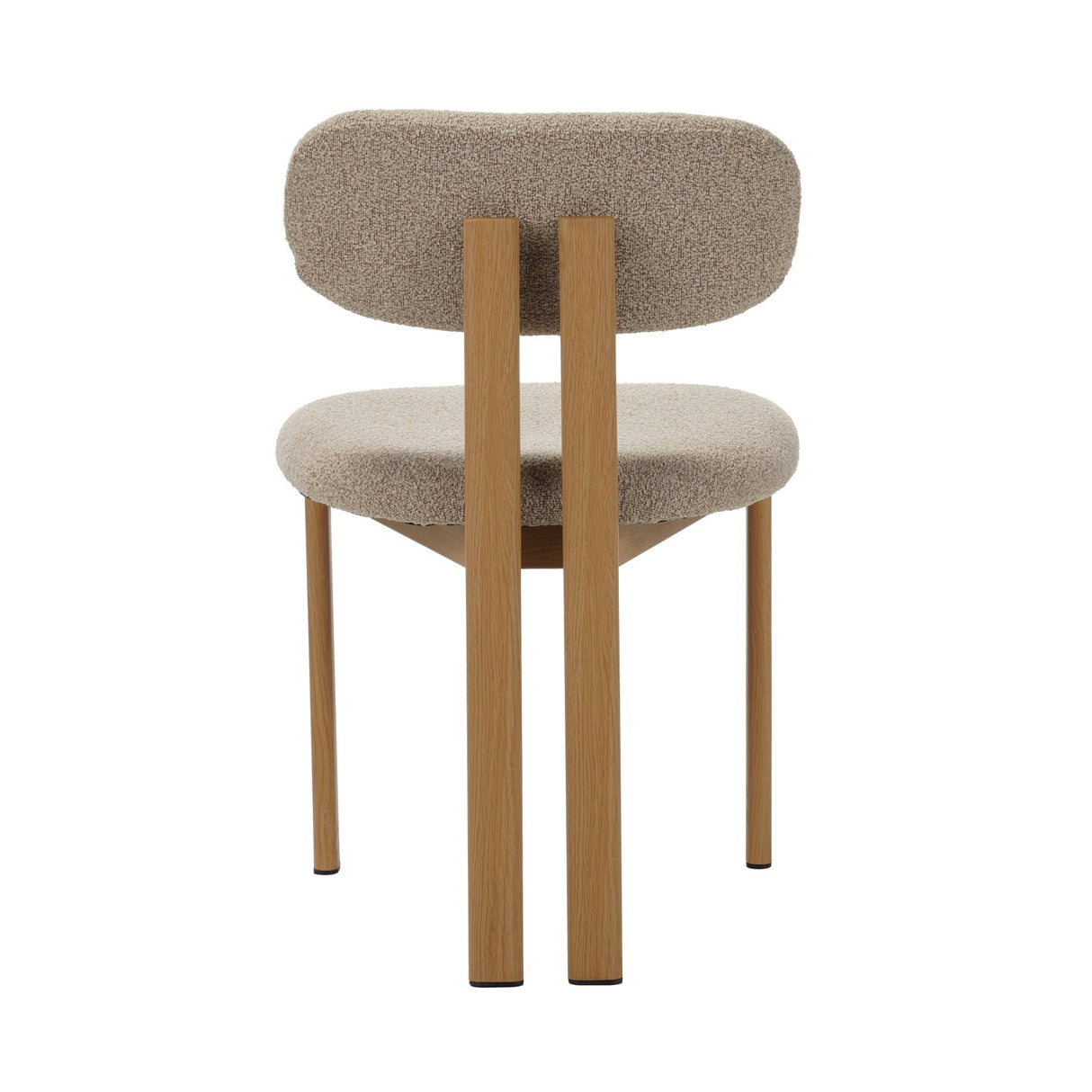 Chaise de salle à manger Japandi Miyo Bouclé Couleur Sable - Cadre Aspect Chêne 
