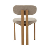 Chaise de salle à manger Japandi Miyo Bouclé Couleur Sable - Cadre Aspect Chêne 