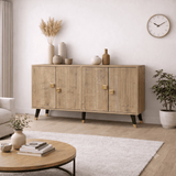 Dressoirs-Modern Dressoir Saffier Eikenlook-Goud 120 cm Melamine Ahart-Dimehouse