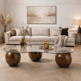 Table basse Sphere Walnoot Transparent 120x70 cm Walnut Verre trempé 